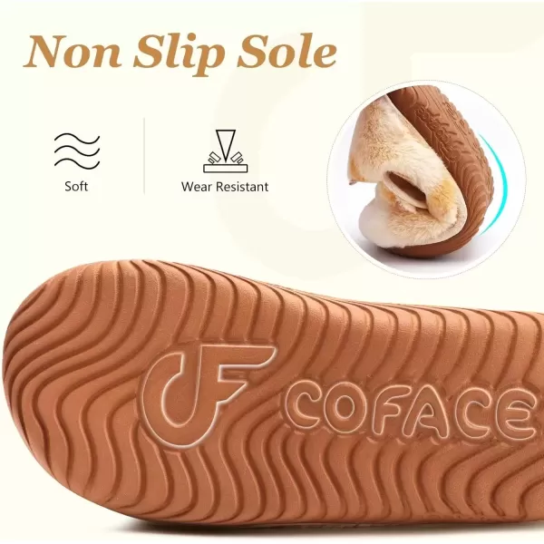 imageCOFACE Women House Slippers Memory Foam Fluffy Slippers Ladies House Shoes Indoor OutdoorKhaki Choose One Size Up