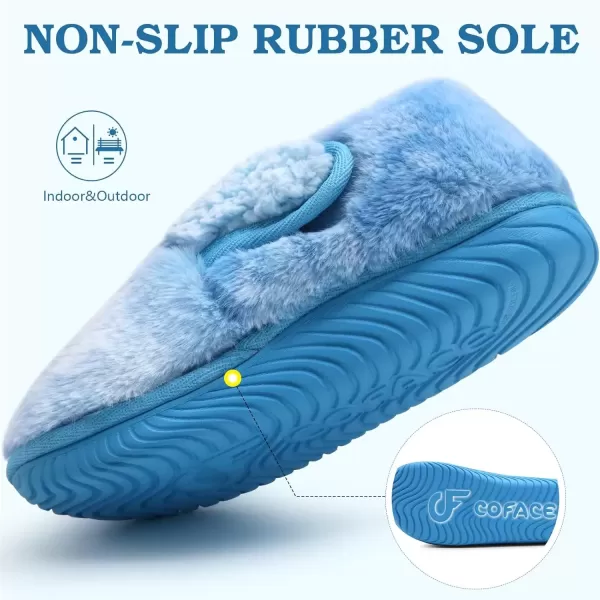 imageCOFACE Women House Slippers Memory Foam Fluffy Slippers Ladies House Shoes Indoor OutdoorSkyblue