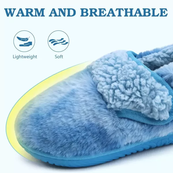 imageCOFACE Women House Slippers Memory Foam Fluffy Slippers Ladies House Shoes Indoor OutdoorSkyblue