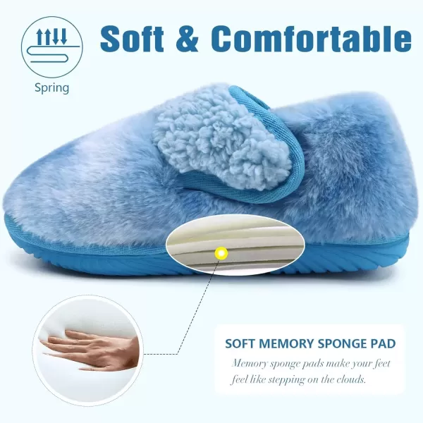 imageCOFACE Women House Slippers Memory Foam Fluffy Slippers Ladies House Shoes Indoor OutdoorSkyblue