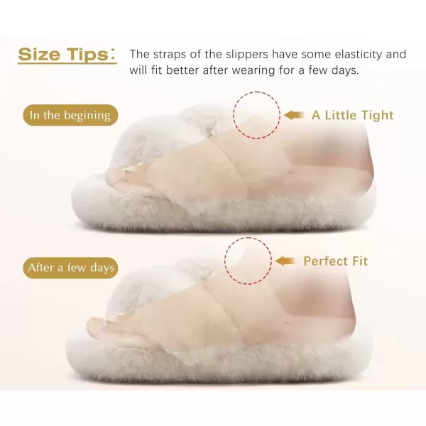imageCOFACE Womens Fluff Slippers Open Toe Fuzzy Faux Fur Slide Slippers Ladies Comfort House Slippers Fashion Furry Slip On Platform Slippers with Arch Support Indoor Outdoor SoleBeige