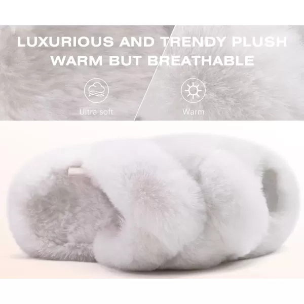 imageCOFACE Womens Fluff Slippers Open Toe Fuzzy Faux Fur Slide Slippers Ladies Comfort House Slippers Fashion Furry Slip On Platform Slippers with Arch Support Indoor Outdoor SoleWhite