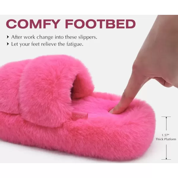 imageCOFACE Womens House Slippers Woman Fuzzy Fluff Indoor Slipper Ladies Furry Fur Bedroom Slip On Slipers Womens Home Winter Open Toe Plush Shearling Slide Size 511Rose