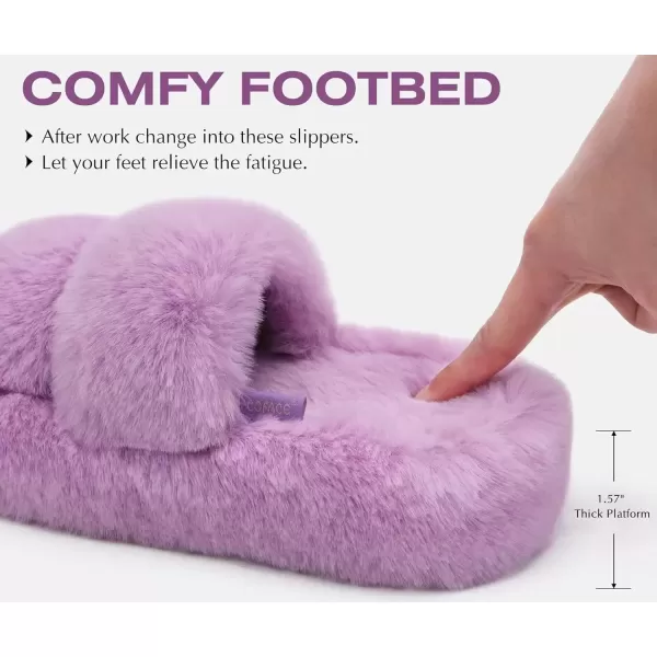 imageCOFACE Womens House Slippers Woman Fuzzy Fluff Indoor Slipper Ladies Furry Fur Bedroom Slip On Slipers Womens Home Winter Open Toe Plush Shearling Slide Size 511Purple