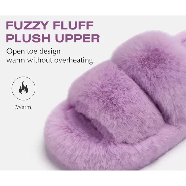 imageCOFACE Womens House Slippers Woman Fuzzy Fluff Indoor Slipper Ladies Furry Fur Bedroom Slip On Slipers Womens Home Winter Open Toe Plush Shearling Slide Size 511Purple