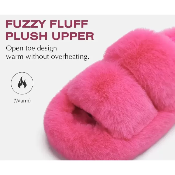 imageCOFACE Womens House Slippers Woman Fuzzy Fluff Indoor Slipper Ladies Furry Fur Bedroom Slip On Slipers Womens Home Winter Open Toe Plush Shearling Slide Size 511Rose