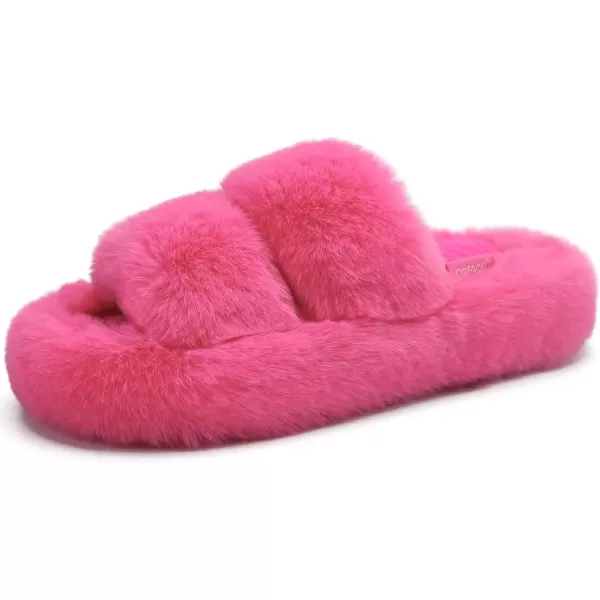 imageCOFACE Womens House Slippers Woman Fuzzy Fluff Indoor Slipper Ladies Furry Fur Bedroom Slip On Slipers Womens Home Winter Open Toe Plush Shearling Slide Size 511Rose