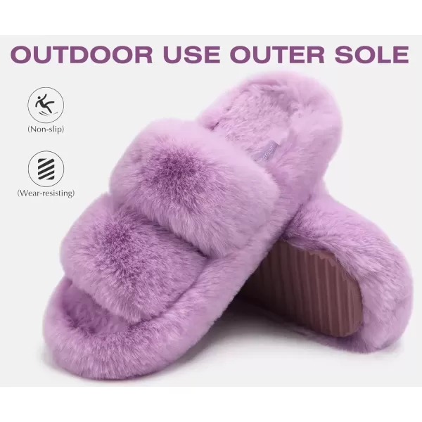 imageCOFACE Womens House Slippers Woman Fuzzy Fluff Indoor Slipper Ladies Furry Fur Bedroom Slip On Slipers Womens Home Winter Open Toe Plush Shearling Slide Size 511Purple