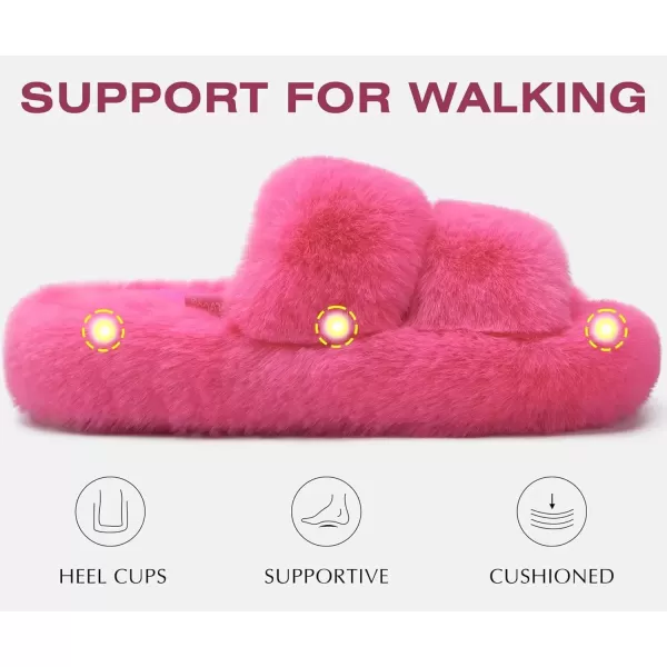 imageCOFACE Womens House Slippers Woman Fuzzy Fluff Indoor Slipper Ladies Furry Fur Bedroom Slip On Slipers Womens Home Winter Open Toe Plush Shearling Slide Size 511Rose