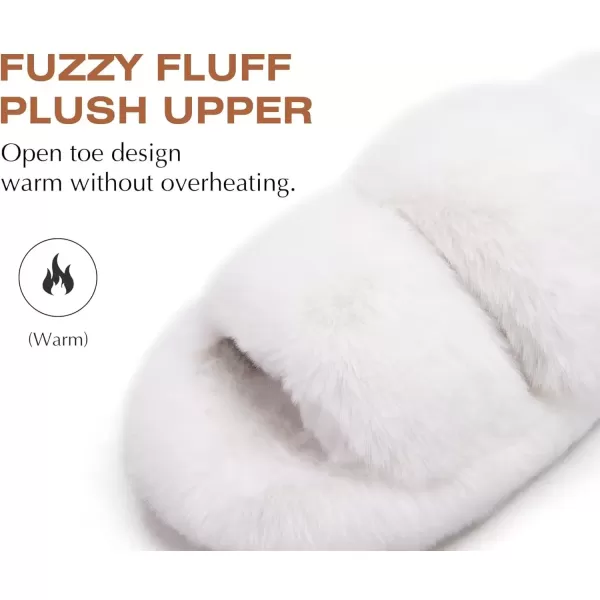 imageCOFACE Womens House Slippers Woman Fuzzy Fluff Indoor Slipper Ladies Furry Fur Bedroom Slip On Slipers Womens Home Winter Open Toe Plush Shearling Slide Size 511White