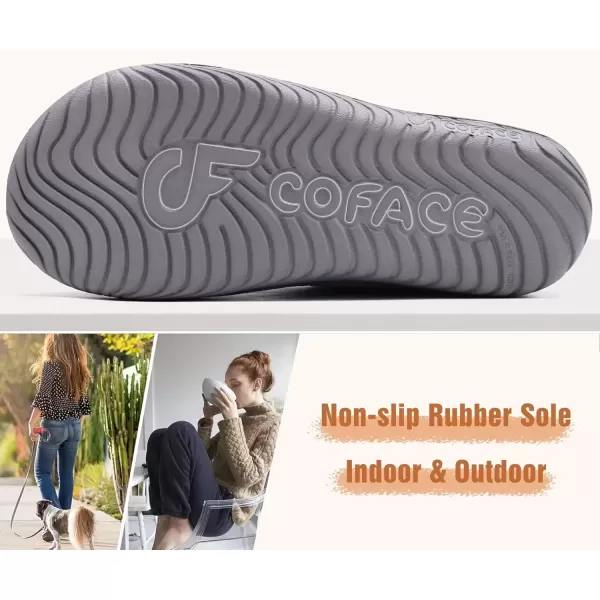 imageCOFACE Womens Memory Foam House Slippers Arch Support Moccasin Winter Shoes Ladies Warm Fuzzy Faux Fur Collar With Indoor Outdoor Rubber SoleGrey