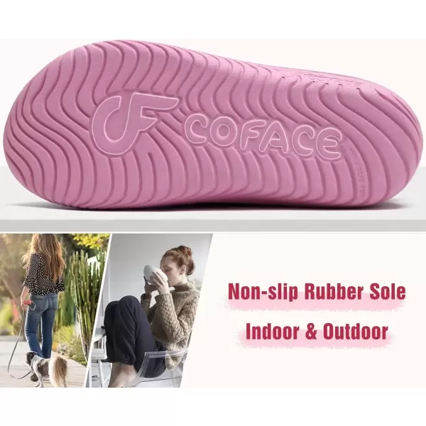 imageCOFACE Womens Memory Foam House Slippers Arch Support Moccasin Winter Shoes Ladies Warm Fuzzy Faux Fur Collar With Indoor Outdoor Rubber SolePink