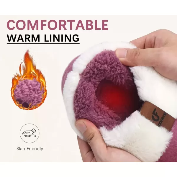 imageCOFACE Womens Warm House Slippers Fuzzy Moccasin Winter Shoes Ladies Platform Thick Cushion Yoga Foam Lightweight Indoor Outdoor Hard Rubber Sole with Arch SupportPink