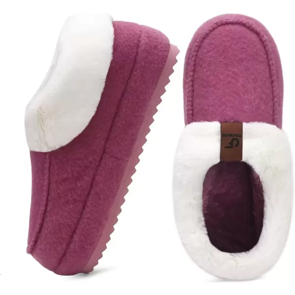 imageCOFACE Womens Warm House Slippers Fuzzy Moccasin Winter Shoes Ladies Platform Thick Cushion Yoga Foam Lightweight Indoor Outdoor Hard Rubber Sole with Arch SupportPink