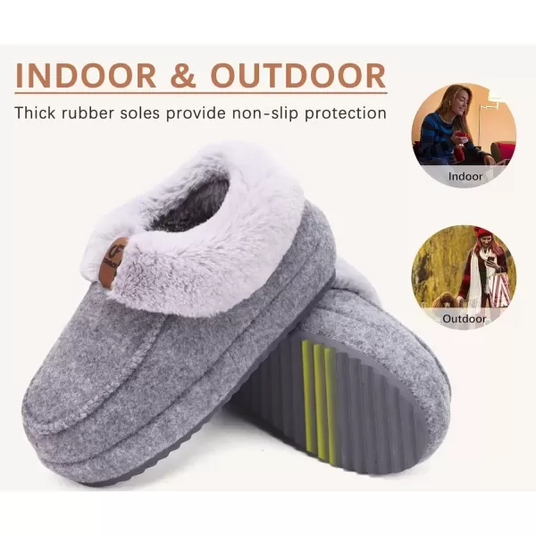 imageCOFACE Womens Warm House Slippers Fuzzy Moccasin Winter Shoes Ladies Platform Thick Cushion Yoga Foam Lightweight Indoor Outdoor Hard Rubber Sole with Arch SupportGrey