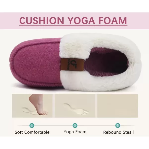 imageCOFACE Womens Warm House Slippers Fuzzy Moccasin Winter Shoes Ladies Platform Thick Cushion Yoga Foam Lightweight Indoor Outdoor Hard Rubber Sole with Arch SupportPink