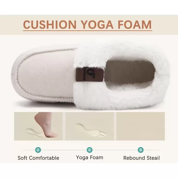 imageCOFACE Womens Warm House Slippers Fuzzy Moccasin Winter Shoes Ladies Platform Thick Cushion Yoga Foam Lightweight Indoor Outdoor Hard Rubber Sole with Arch SupportBeige