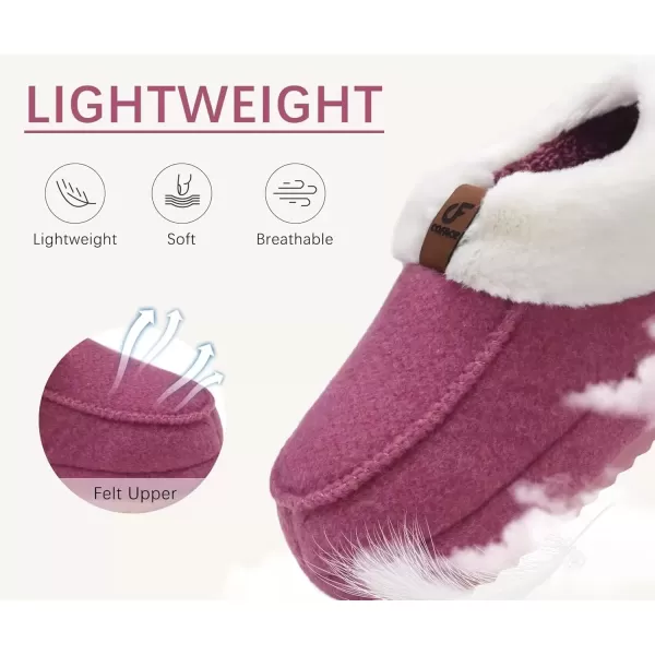 imageCOFACE Womens Warm House Slippers Fuzzy Moccasin Winter Shoes Ladies Platform Thick Cushion Yoga Foam Lightweight Indoor Outdoor Hard Rubber Sole with Arch SupportPink