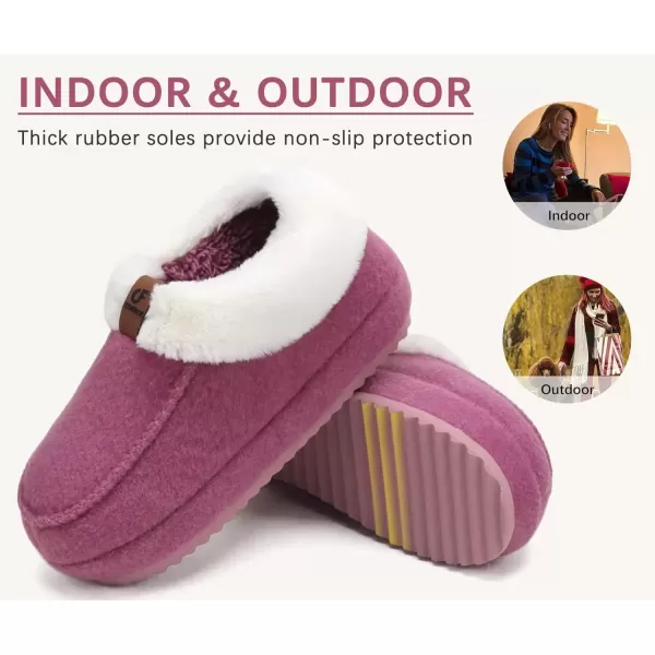 imageCOFACE Womens Warm House Slippers Fuzzy Moccasin Winter Shoes Ladies Platform Thick Cushion Yoga Foam Lightweight Indoor Outdoor Hard Rubber Sole with Arch SupportPink
