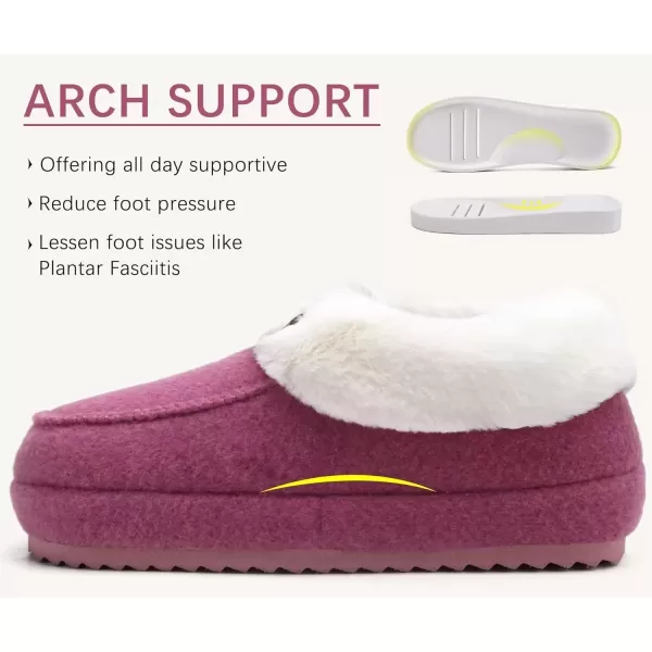 imageCOFACE Womens Warm House Slippers Fuzzy Moccasin Winter Shoes Ladies Platform Thick Cushion Yoga Foam Lightweight Indoor Outdoor Hard Rubber Sole with Arch SupportPink