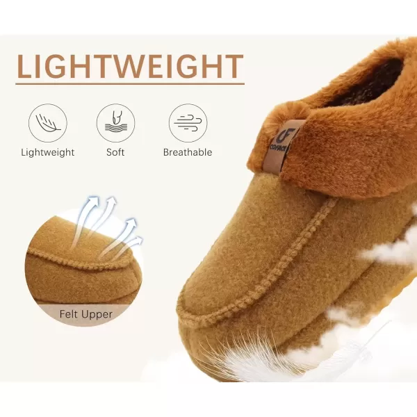 imageCOFACE Womens Warm House Slippers Fuzzy Moccasin Winter Shoes Ladies Platform Thick Cushion Yoga Foam Lightweight Indoor Outdoor Hard Rubber Sole with Arch SupportBrown