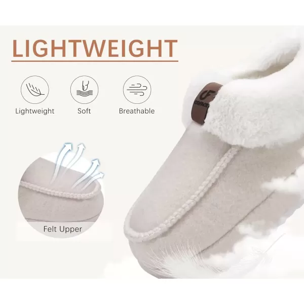 imageCOFACE Womens Warm House Slippers Fuzzy Moccasin Winter Shoes Ladies Platform Thick Cushion Yoga Foam Lightweight Indoor Outdoor Hard Rubber Sole with Arch SupportBeige