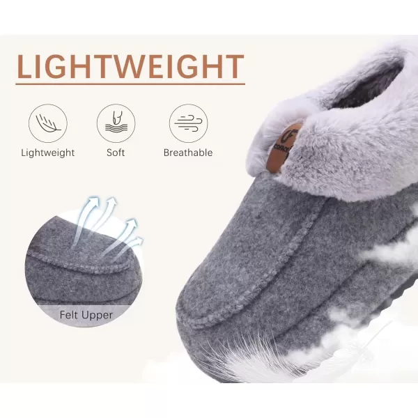 imageCOFACE Womens Warm House Slippers Fuzzy Moccasin Winter Shoes Ladies Platform Thick Cushion Yoga Foam Lightweight Indoor Outdoor Hard Rubber Sole with Arch SupportGrey