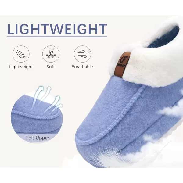 imageCOFACE Womens Warm House Slippers Fuzzy Moccasin Winter Shoes Ladies Platform Thick Cushion Yoga Foam Lightweight Indoor Outdoor Hard Rubber Sole with Arch SupportBlue