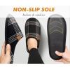 imageCOFACE Unisex Mens Womens Cozy Memory Foam Scuff Slippers Casual Slip On Warm House Shoes IndoorOutdoor Felt Sandal Slippers With Arch Support Rubber Sole Size 415Plaid Black