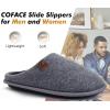 imageCOFACE Unisex Mens Womens Cozy Memory Foam Scuff Slippers Casual Slip On Warm House Shoes IndoorOutdoor Felt Sandal Slippers With Arch Support Rubber Sole Size 415Grey