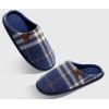 imageCOFACE Unisex Mens Womens Cozy Memory Foam Scuff Slippers Casual Slip On Warm House Shoes IndoorOutdoor Felt Sandal Slippers With Arch Support Rubber Sole Size 415Plaid Blue