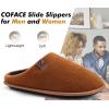 imageCOFACE Unisex Mens Womens Cozy Memory Foam Scuff Slippers Casual Slip On Warm House Shoes IndoorOutdoor Felt Sandal Slippers With Arch Support Rubber Sole Size 415Khaki