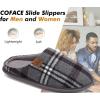 imageCOFACE Unisex Mens Womens Cozy Memory Foam Scuff Slippers Casual Slip On Warm House Shoes IndoorOutdoor Felt Sandal Slippers With Arch Support Rubber Sole Size 415Plaid Grey