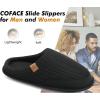 imageCOFACE Unisex Mens Womens Cozy Memory Foam Scuff Slippers Casual Slip On Warm House Shoes IndoorOutdoor Felt Sandal Slippers With Arch Support Rubber Sole Size 415Fashion Black