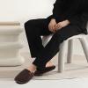 imageCOFACE Unisex Mens Womens Cozy Memory Foam Scuff Slippers Casual Slip On Warm House Shoes IndoorOutdoor Felt Sandal Slippers With Arch Support Rubber Sole Size 415Dark Brown