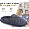 imageCOFACE Unisex Mens Womens Cozy Memory Foam Scuff Slippers Casual Slip On Warm House Shoes IndoorOutdoor Felt Sandal Slippers With Arch Support Rubber Sole Size 415Casual Blue