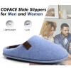 imageCOFACE Unisex Mens Womens Cozy Memory Foam Scuff Slippers Casual Slip On Warm House Shoes IndoorOutdoor Felt Sandal Slippers With Arch Support Rubber Sole Size 415Light Blue