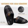 imageCOFACE Unisex Mens Womens Cozy Memory Foam Scuff Slippers Casual Slip On Warm House Shoes IndoorOutdoor Felt Sandal Slippers With Arch Support Rubber Sole Size 415Plaid Black
