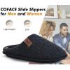 imageCOFACE Unisex Mens Womens Cozy Memory Foam Scuff Slippers Casual Slip On Warm House Shoes IndoorOutdoor Felt Sandal Slippers With Arch Support Rubber Sole Size 415Felt Black