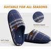 imageCOFACE Unisex Mens Womens Cozy Memory Foam Scuff Slippers Casual Slip On Warm House Shoes IndoorOutdoor Felt Sandal Slippers With Arch Support Rubber Sole Size 415Plaid Blue