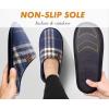 imageCOFACE Unisex Mens Womens Cozy Memory Foam Scuff Slippers Casual Slip On Warm House Shoes IndoorOutdoor Felt Sandal Slippers With Arch Support Rubber Sole Size 415Plaid Blue