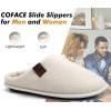imageCOFACE Unisex Mens Womens Cozy Memory Foam Scuff Slippers Casual Slip On Warm House Shoes IndoorOutdoor Felt Sandal Slippers With Arch Support Rubber Sole Size 415Beige White
