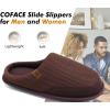 imageCOFACE Unisex Mens Womens Cozy Memory Foam Scuff Slippers Casual Slip On Warm House Shoes IndoorOutdoor Felt Sandal Slippers With Arch Support Rubber Sole Size 415Fashion Dark Brown