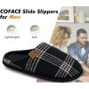 imageCOFACE Unisex Mens Womens Cozy Memory Foam Scuff Slippers Casual Slip On Warm House Shoes IndoorOutdoor Felt Sandal Slippers With Arch Support Rubber Sole Size 415Plaid Black