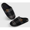 imageCOFACE Unisex Mens Womens Cozy Memory Foam Scuff Slippers Casual Slip On Warm House Shoes IndoorOutdoor Felt Sandal Slippers With Arch Support Rubber Sole Size 415Plaid Black
