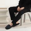 imageCOFACE Unisex Mens Womens Cozy Memory Foam Scuff Slippers Casual Slip On Warm House Shoes IndoorOutdoor Felt Sandal Slippers With Arch Support Rubber Sole Size 415Felt Black