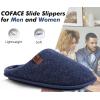 imageCOFACE Unisex Mens Womens Cozy Memory Foam Scuff Slippers Casual Slip On Warm House Shoes IndoorOutdoor Felt Sandal Slippers With Arch Support Rubber Sole Size 415Dark Blue