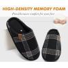imageCOFACE Unisex Mens Womens Cozy Memory Foam Scuff Slippers Casual Slip On Warm House Shoes IndoorOutdoor Felt Sandal Slippers With Arch Support Rubber Sole Size 415Plaid Black