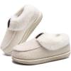 imageCOFACE Womens Arch Support Memory Foam House Slippers Ladies Warm Fuzzy Faux Fur Collar Winter Moccasin Shoes with Orthotic Plantar Fasciitis Indoor Outdoor Hard Rubber Sole Beige Size 9