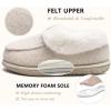 imageCOFACE Womens Arch Support Memory Foam House Slippers Ladies Warm Fuzzy Faux Fur Collar Winter Moccasin Shoes with Orthotic Plantar Fasciitis Indoor Outdoor Hard Rubber Sole Beige Size 9